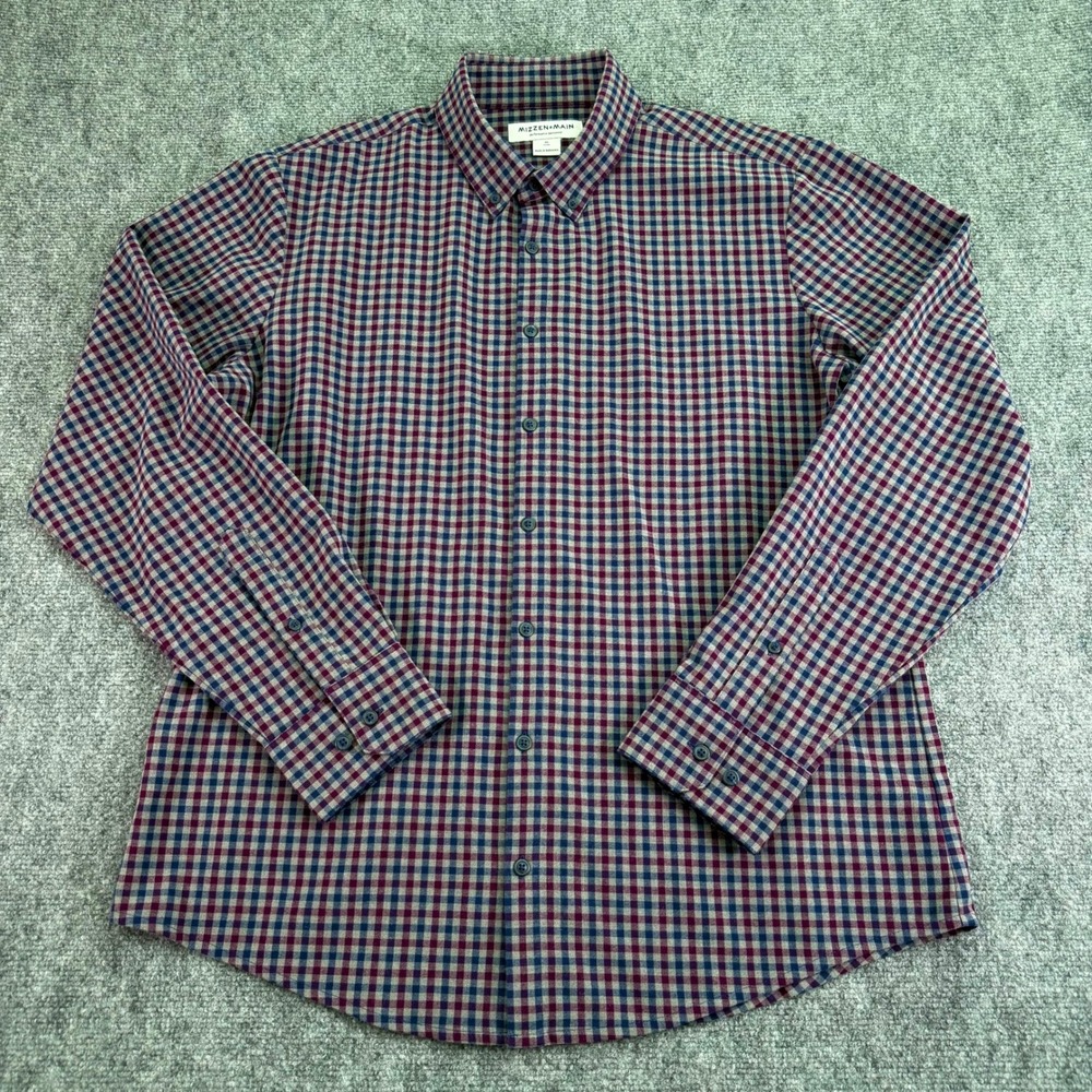 Mizzen Main Shirt Mens XL Plaid City Flannel Performance Trim Fit Button Down - Picture 2 of 9